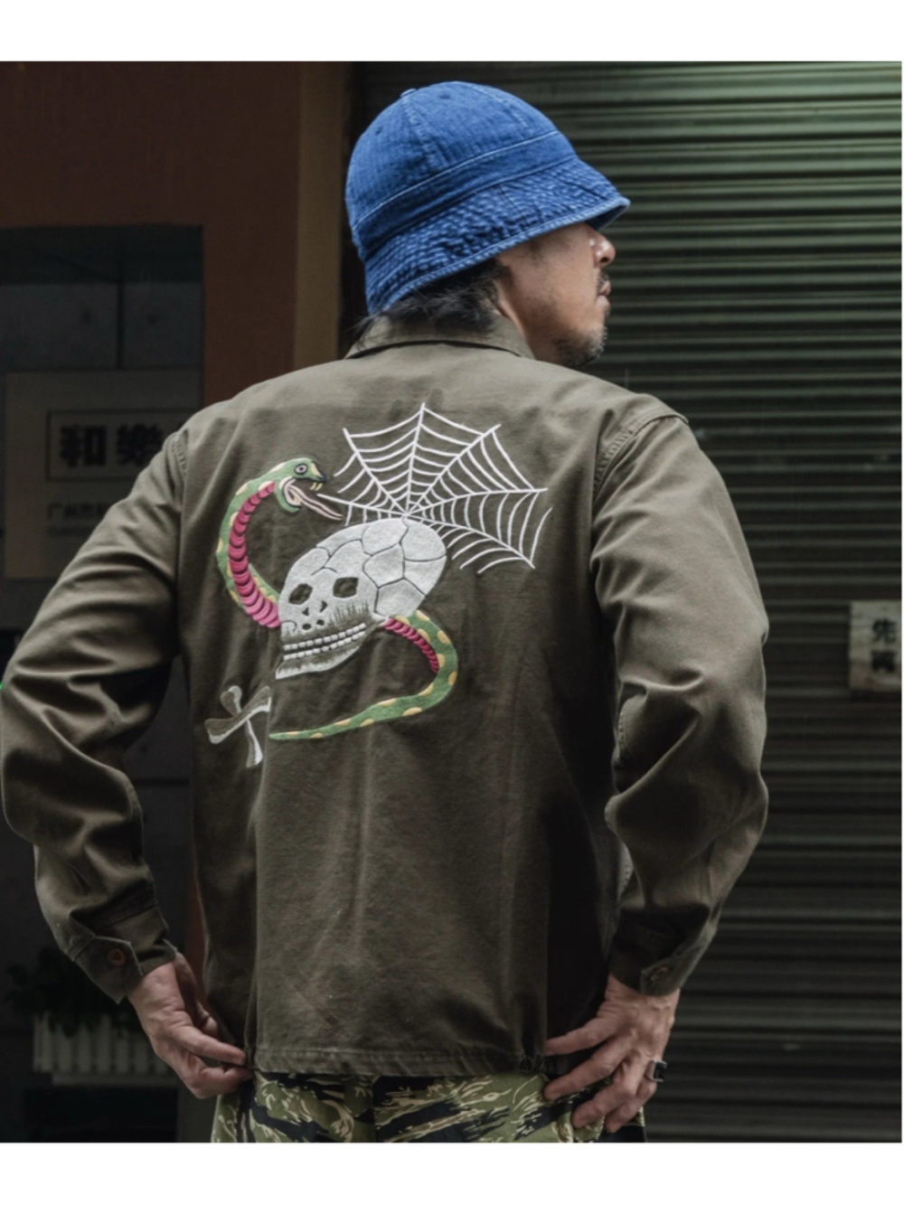 Non Stock Vietnam War Skull & Snake Souvenir Tour Jacket Men's Zip Up Outerwear